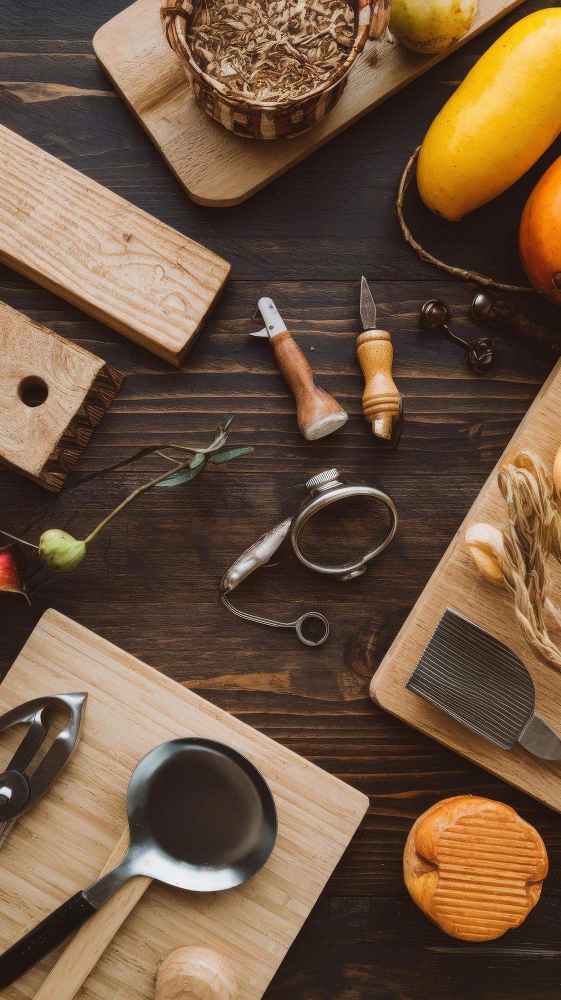 Interno dell'atelier con tavoli e attrezzi di cucina artigianale